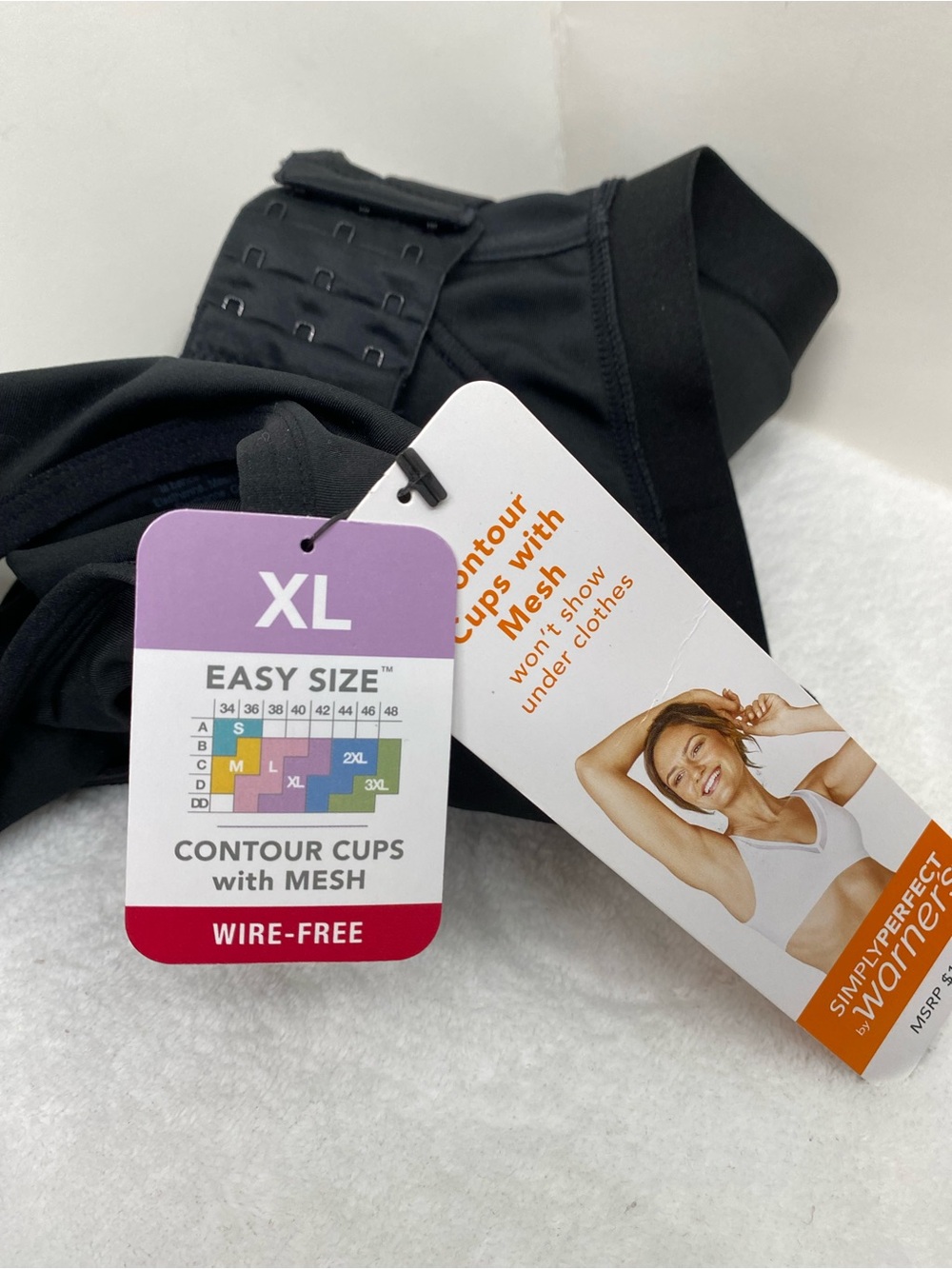 Warner's Simply Perfect Black Wireless Contour XL Bra Smooth Seamless Casual - Picture 8 of 8